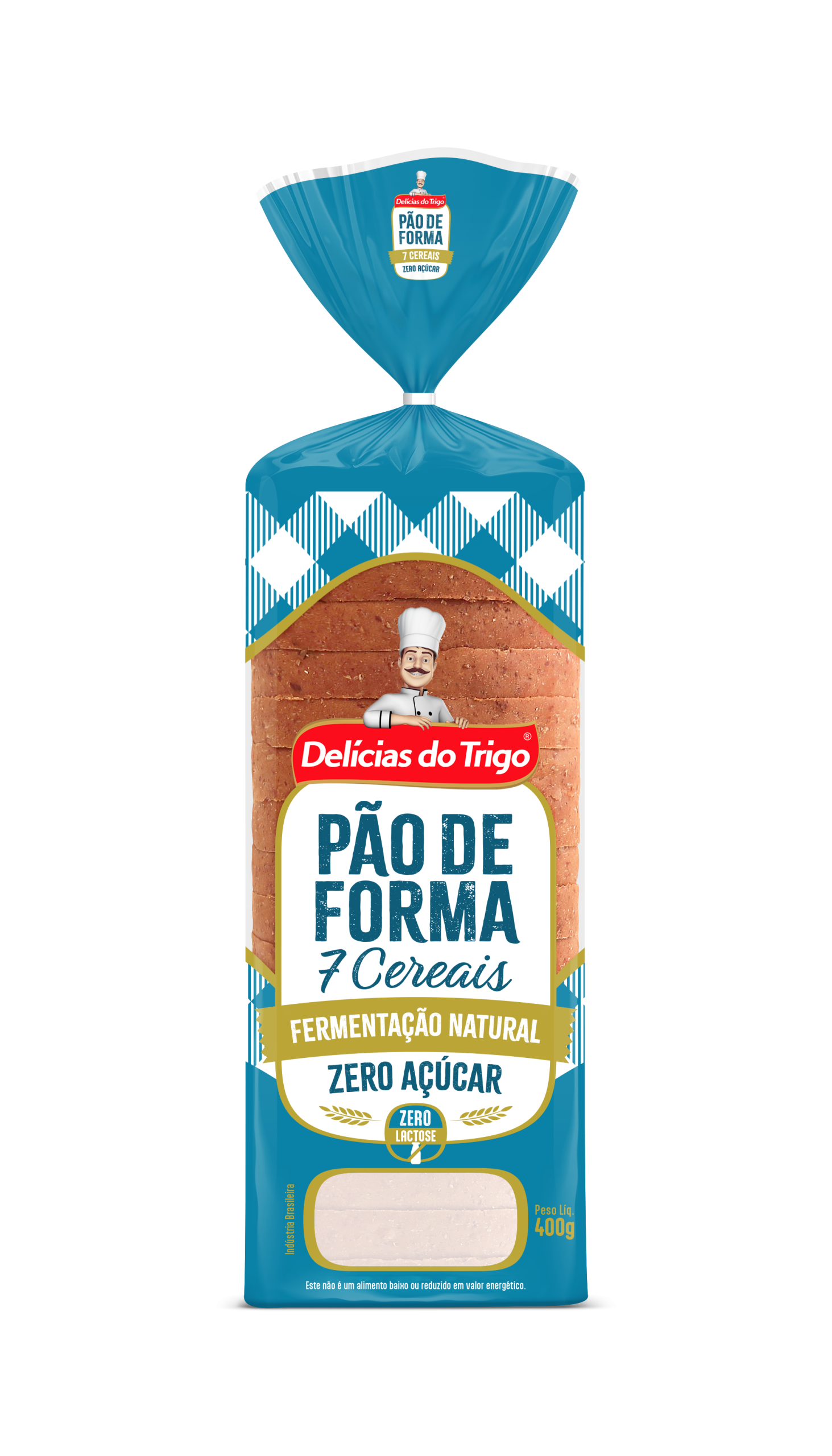 Pão de Forma 7 Cereais Sem Açúcar, Delicias Do Trigo, com fermentação natural, zero lactose. 400g